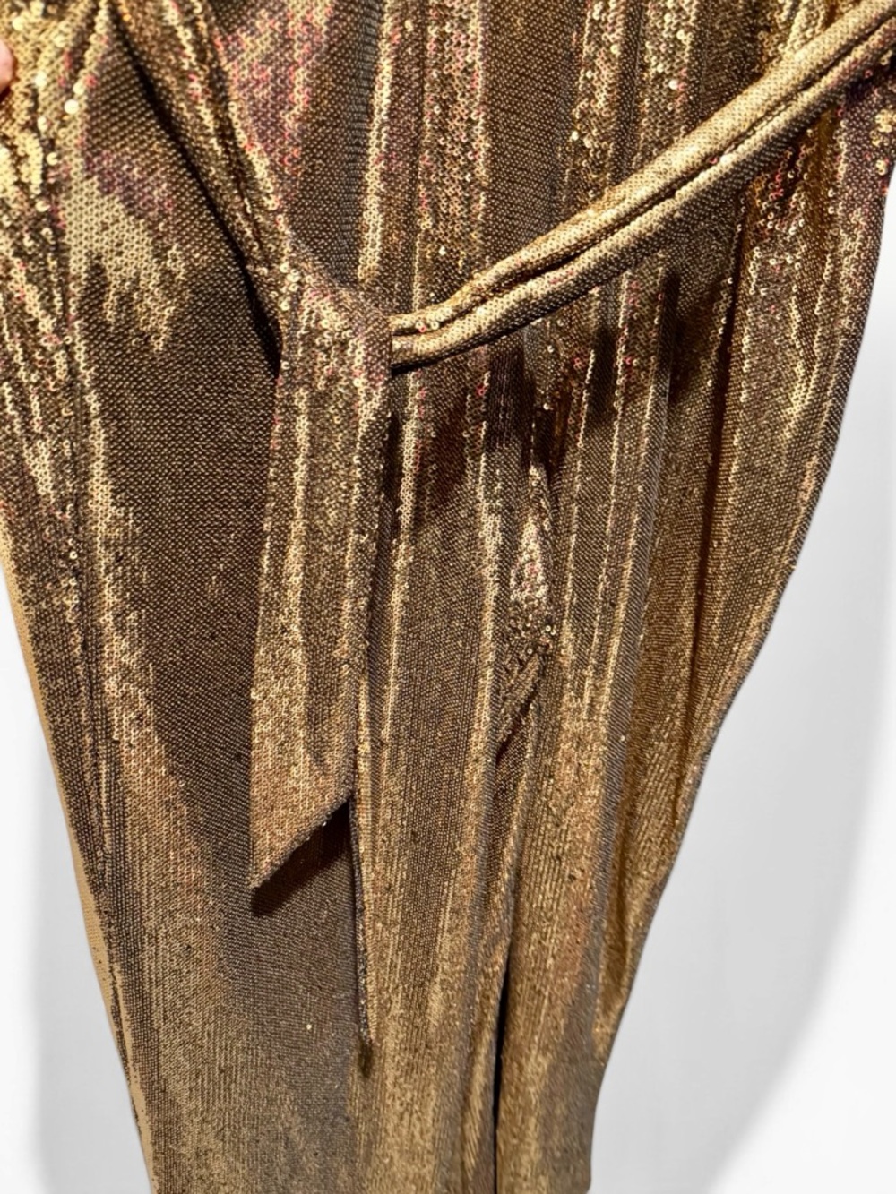 Michael Kors Gold Sequin Halter Wide Leg Jumpsuit - Picture 8 of 11